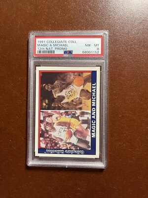 1991 Collegiate Coll Magic Johnson And Michael Jordan 12th Nat Promo PSA 8 GOAT - Image 1 of 2