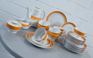 Arzberg Vintage Porzellan Kaffeservice 29 teilig für 8 Personen Orange - Picture 1 of 18