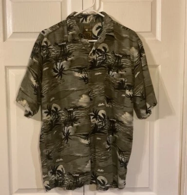 Camisa masculina BRUNO havaiana botão linho/rayon verde aloha palmeiras - Tamanho G - Imagem 1 de 4