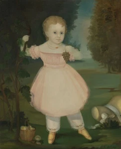 Arte popolare: "Ritratto di bambina che raccoglie l'uva" - Stampa d'arte Giclée - Foto 1 di 7
