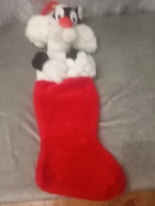 Bas de Noël peluche chat vintage 1991 Warner Bros. Looney Tunes Sylvester - Photo 1/7