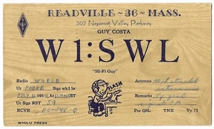 Vintage QLS Karte Readville - 36 - Mass. W1:SWL, Posted 1954 - Bild 1 von 2