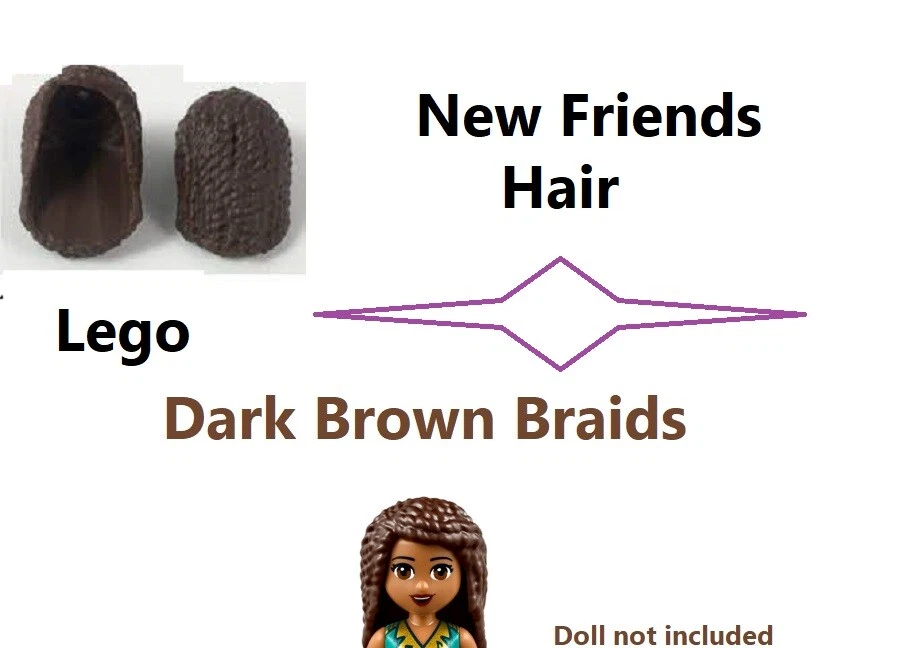 LEGO Minifigura Pelo Marrón Oscuro Amigos Trenzado Afroamericano Peluca de Goma Foto 1 de 1