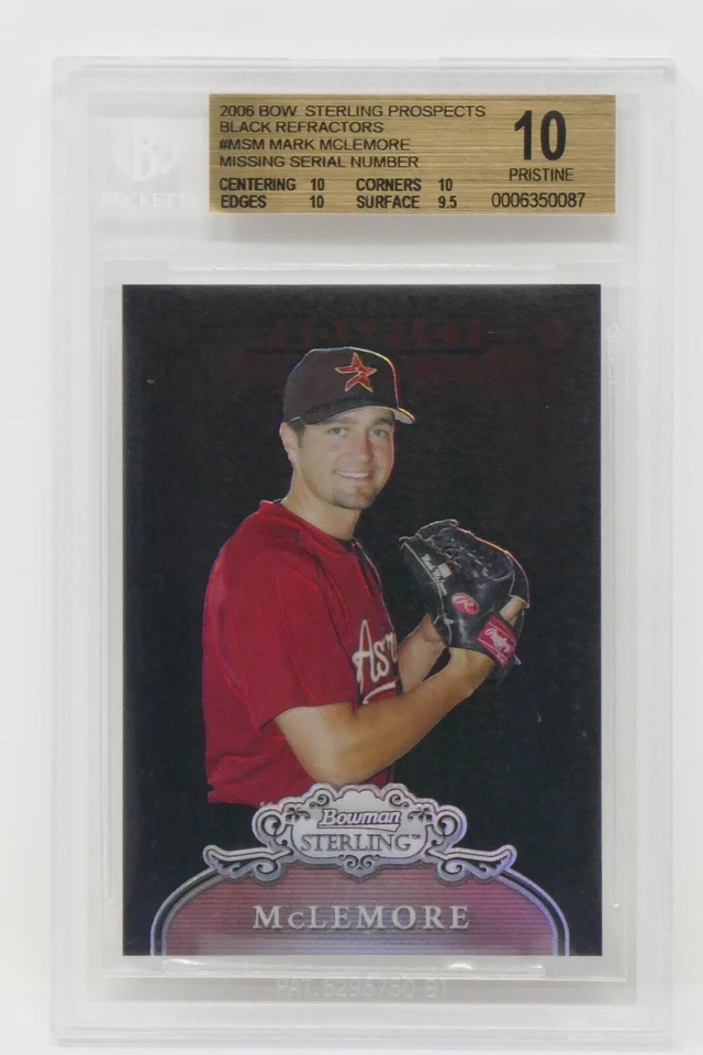 Bowman Sterling Black Refractors Mark McLemore 2006 🔥Beckett 10 error impecable Foto 1 de 4