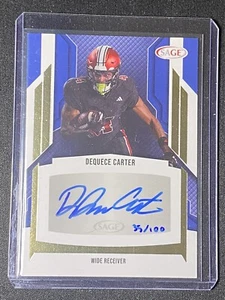 Dequece Carter 2024 Sage Football Gold /100 Auto RC Indiana - Bild 1 von 2