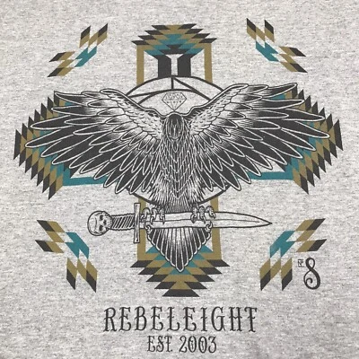 90s REBELEIGHT Shirt Men XL Gray Eagle Sword Aztec Southwest Graphic Tee Print  - Image 1 of 4