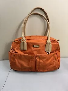 Tumi Geneva Carryall bag Orange Nylon Purse Gold Tone Hardware 16x11x7 RARE! - Picture 1 of 22