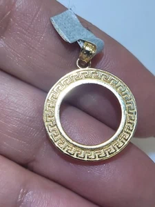 solid 14k gold 2 pesos Coin Frame pendant Mexican bezel - Picture 1 of 12