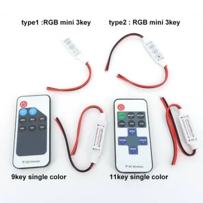 12V mini RGB single Led SMD Strip light 9 11 Key Remote Controller DC connector - Image 1 of 4
