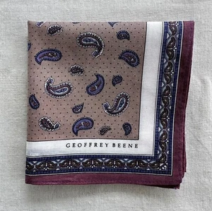 Vintage Men's Handkerchief Blue Purple Paisley Pattern Pocket Square Cotton 18" - Picture 1 of 4