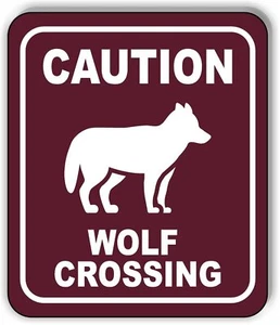 CAUTION WOLF CROSSING TRAIL Metal Aluminum composite sign - Picture 1 of 5