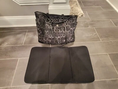 COACH 6429 BLACK GRAY SIGNATURE OPTIC DIAPER BAG Black TOTE - Image 1 of 4