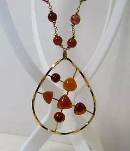 Designer Bernstein Gilde Bernstein Gold Filled Modernist Halskette Anhänger - Bild 1 von 8