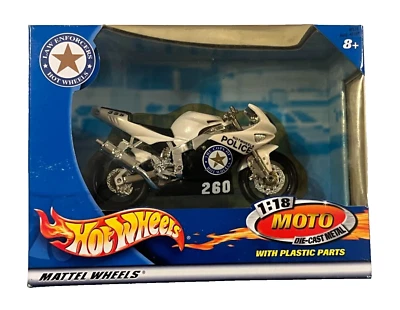 2002 Hot Wheels Law Enforcers Moto 1-18 Diecast Police Motorcycle- #47115 NEW - Image 1 of 4