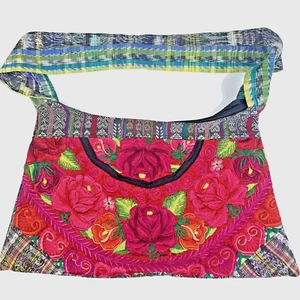 Vintage Rich in Embroidery Roses Purse Boho Crossbody Hippie Colorful Tapestry - Picture 1 of 12