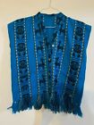 Vintage Authentic  Peru Blue/Black Sleeveless  Knit Sweater Vest One size