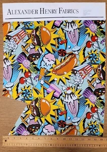 ALEXANDER HENRY Rare OOP Nicole's Prints Midnight Snack Cotton Salesman Header - Picture 1 of 6
