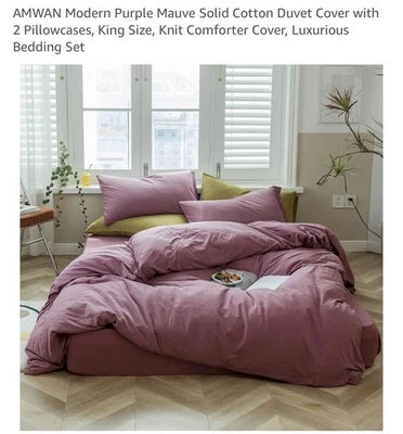 Juego de funda nórdica King - 100 % jersey tejido edredón King púrpura Foto 1 de 4