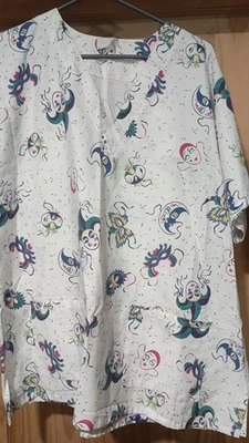  Women sz XL Mardigras masks Scrub top  - Image 1 of 4