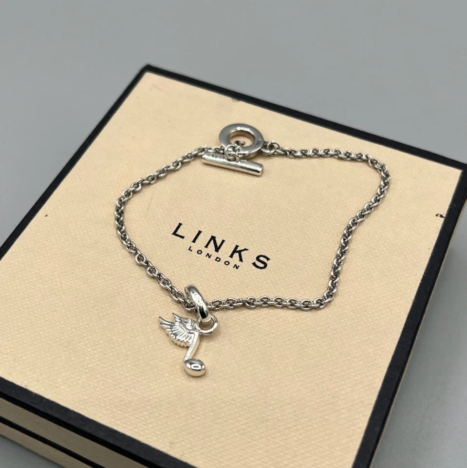 Links of London Silver T-Bar  Bracelet with Winged Melody Charm - Image 1 of 4