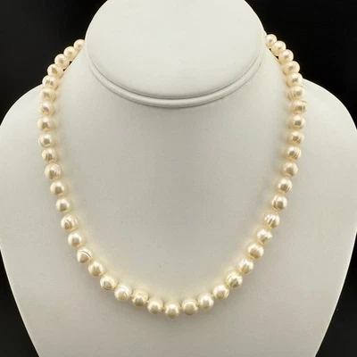 Collar clásico de perlas tono plata broche hilo elegante joyería para mujer Foto 1 de 4