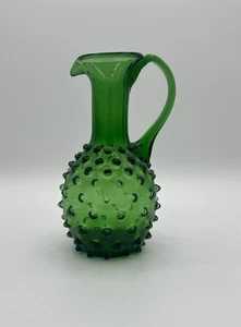 Empoli Vintage Green Glass Hobnail Small Pitcher - Picture 1 of 6