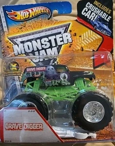 Hot Wheels Monster Jam Grave Digger 2012 neuve 1:64 avec voiture écrasable rare - Photo 1/1