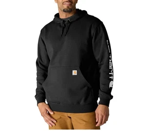 Carhartt Hoodie Mens 3XL Black Loose Fit Midweight Logo Sleeve Sweatshirt NEW - Picture 1 of 3