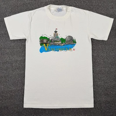 Camiseta De Colección Vancouver Canadá Para Hombre Pequeña Blanca Viajes Turísticos Internacionales Foto 1 de 4