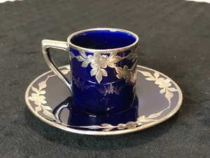Taza Lenox Cerámica Artes Azul Cobalto Porcelana Demitasse Superposición Plateada - Imagen 1 de 15