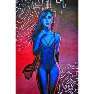 Woman Portrait Painting Abstract Painting Original Art Watercolor Painting - Picture 1 of 6