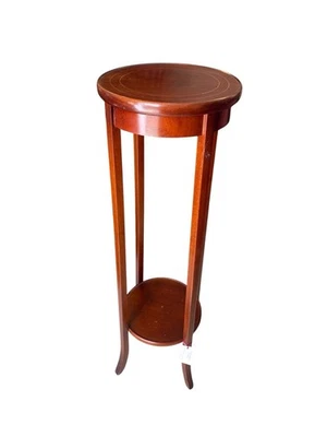 Antique Edwardian Tall Mahogany Banded Inlaid Plant Stand - Image 1 of 4