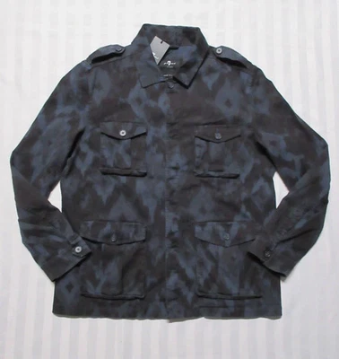 Chaqueta de Campo 7 FOR ALL HUMANITY Para Hombre Ikat Sobreteñida Azul y Negra Ajustada Talla XL Foto 1 de 4