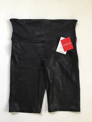 NWT SPANX Women's Faux Leather Moto Bike Shorts Black S/P - Image 1 of 4