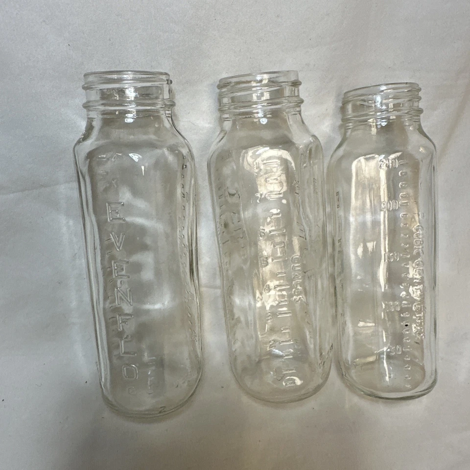 3 Vintage 8 oz. Biberones de vidrio transparente EVENFLO hechos en EE. UU.  Foto 1 de 1