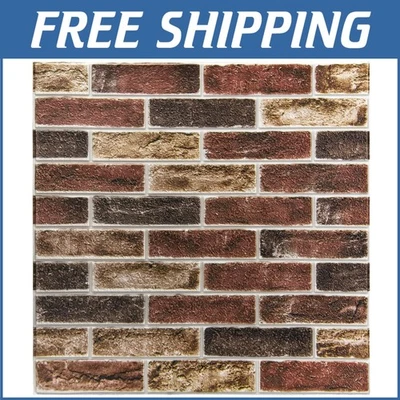 Self-Adhesive Waterproof Faux Brick Panels - 105 Sq.Ft Red Brown 3D Wallpaper - Image 1 of 4