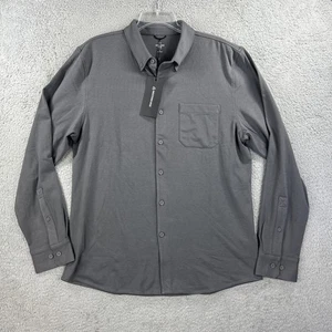 Western Rise Shirt Men Large Grey X Cotton Button Down 4 Way Stretch Wicking NEW - Picture 1 of 7