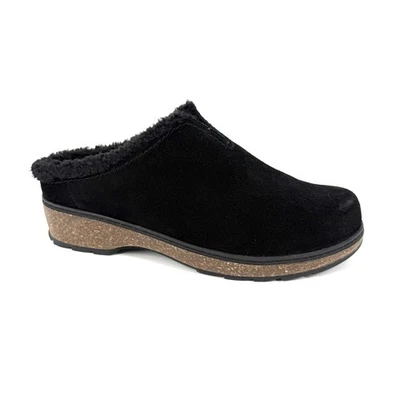 Earth Kolia Clogs Womens Size 9.5 Black Suede Leather Fuzzy Lining Slip-on Shoes - Image 1 of 4
