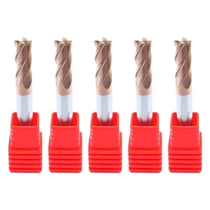 5 Pcs 4mm 4 Flute Regular Carbide End Mill 50mm Overall Length - TiALN COATED - Picture 1 of 6