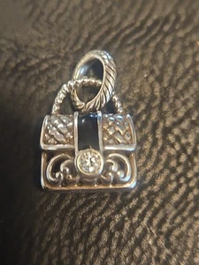 New Brighton Lady Like Bag Charm, J96482 Silver Finish/Black Enamel/Crystals - Picture 1 of 2