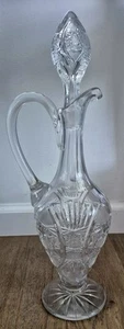 Antike Stern geschliffene Glaskaraffe mit Stopfen applizierter Griff Chip Topof Griff Bilder - Bild 1 von 19