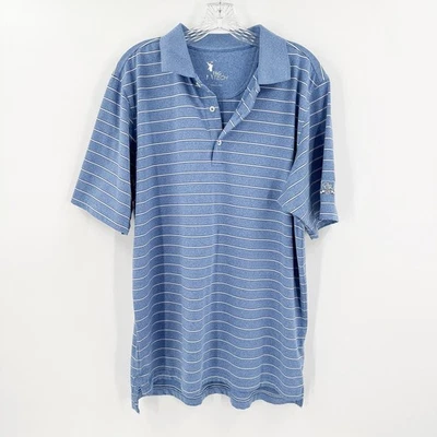 Fairway & Greene Blue Striped Short Sleeve Golf Polo Men's Size Large - Image 1 of 4