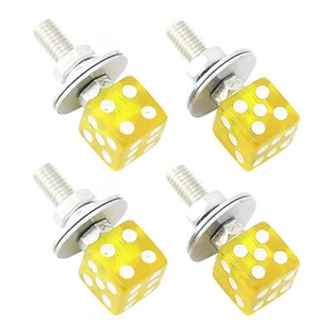 4 STK Kennzeichenschrauben Befestigung Gelb Würfel Chopper Custom Motorrad - Bild 1 von 8