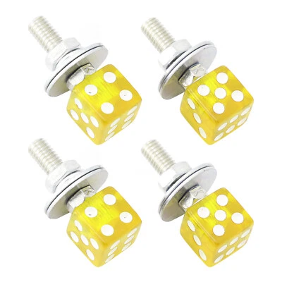 4 STK Kennzeichenschrauben Befestigung Gelb Würfel Chopper Custom Motorrad - Bild 1 von 4