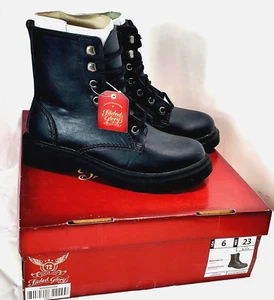 New Faded Glory Size 6 WFG Lug Motto Combat Army Boot Black Adjustable Fit - Picture 1 of 11