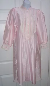 Women's Nightgown Small Sleepwear Victorian Style Pink XS White Lace Trim - Picture 1 of 7