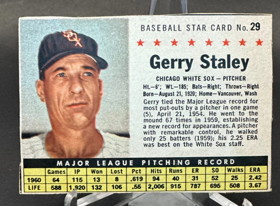 1961 Post - Gerry Staley #29 - Image 1 of 1