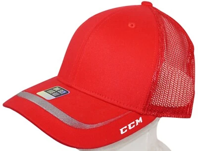 Gorra CCM Hockey Roja con Rayas Plateadas Estilo Camionero - Talla Única Se Adapta a la mayoría de los Adultos Gorra Foto 1 de 4