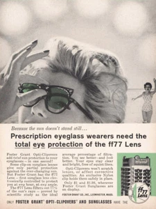 1961 Foster Grant: Prescription Eyeglass Wearers Vintage Print Ad - Picture 1 of 1