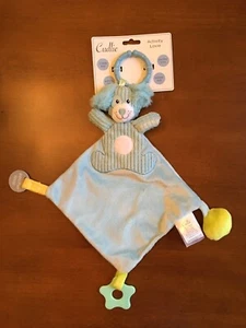 Cudlie Activity Lovie Blue Dog NEW Pacifier Holder Crinkle Teether - Picture 1 of 7